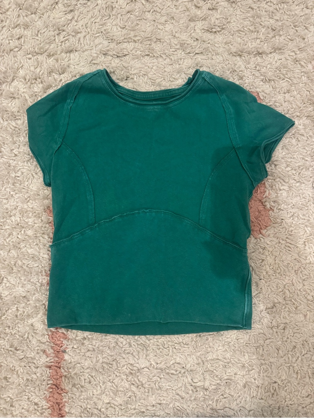 Free People Teal Green Short Sleeve Top